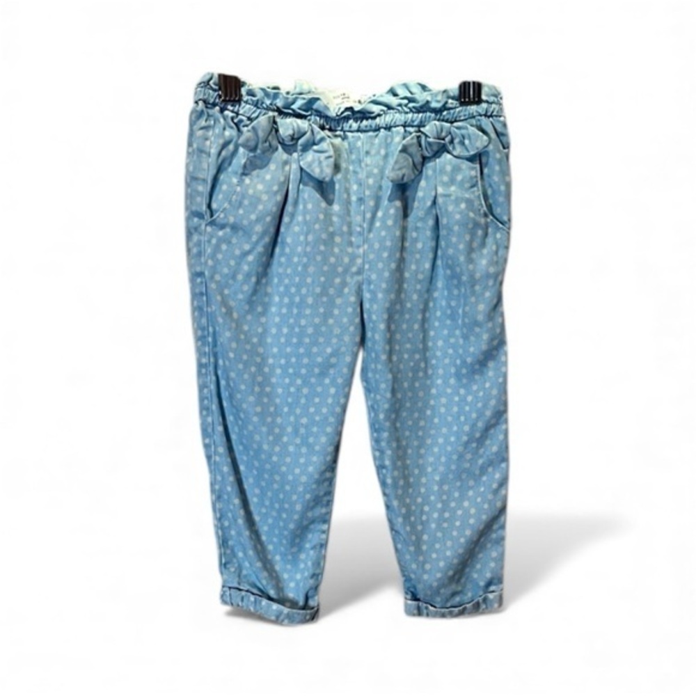 Zara Baby Girl’s Blue Polka Dot Pull on Pants Size 18-24 Months